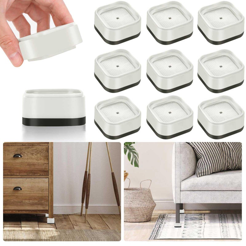 Yookwutar 9 Pack Furniture Risers 1 Inch, Adjustable Bed Risers Heavy Duty for Table Desk Couch Chair Sofa Cabinet Bed Legs Dorm, Square Stackable Bed Raisers Blocks Lift Height 1"", 2"" or 3"", White - Image 1
